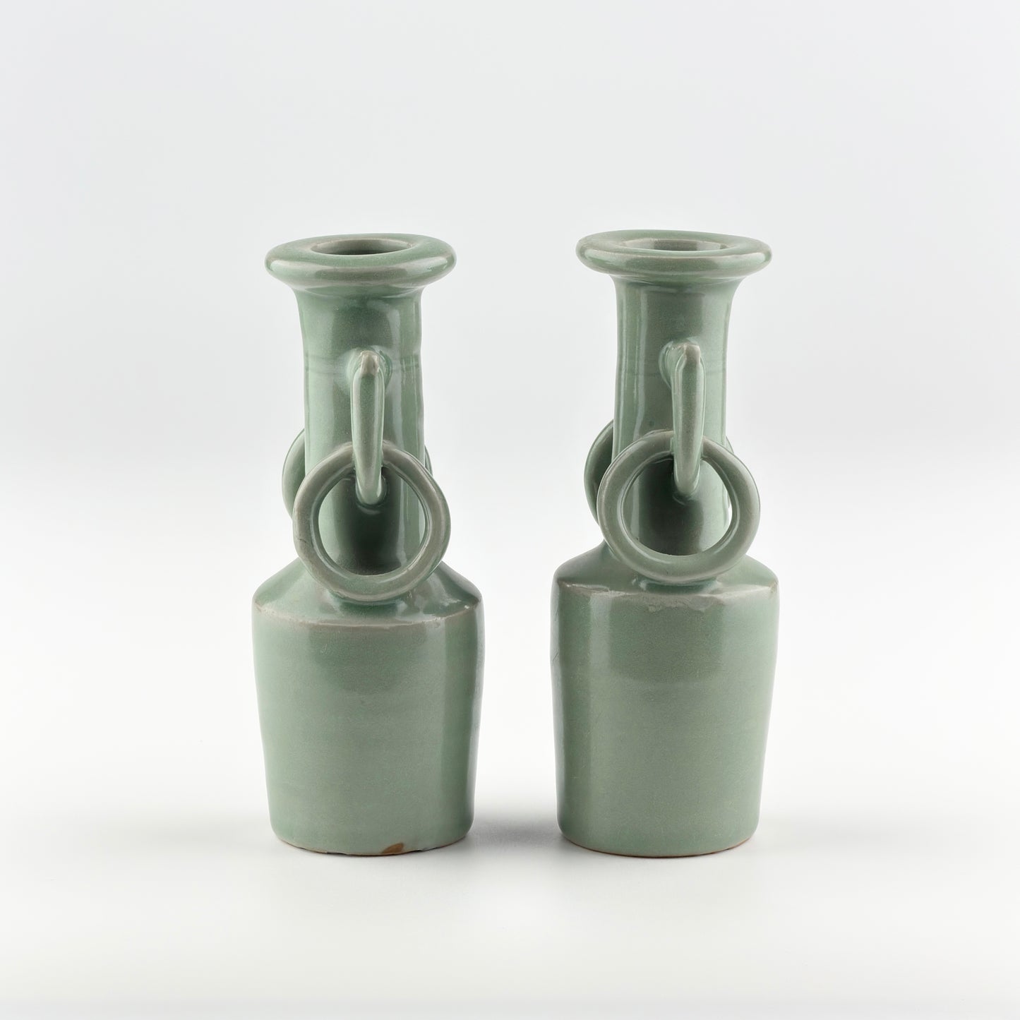 Pair of Celadon Vases with Double Handles, Song-Yuan Dynasty