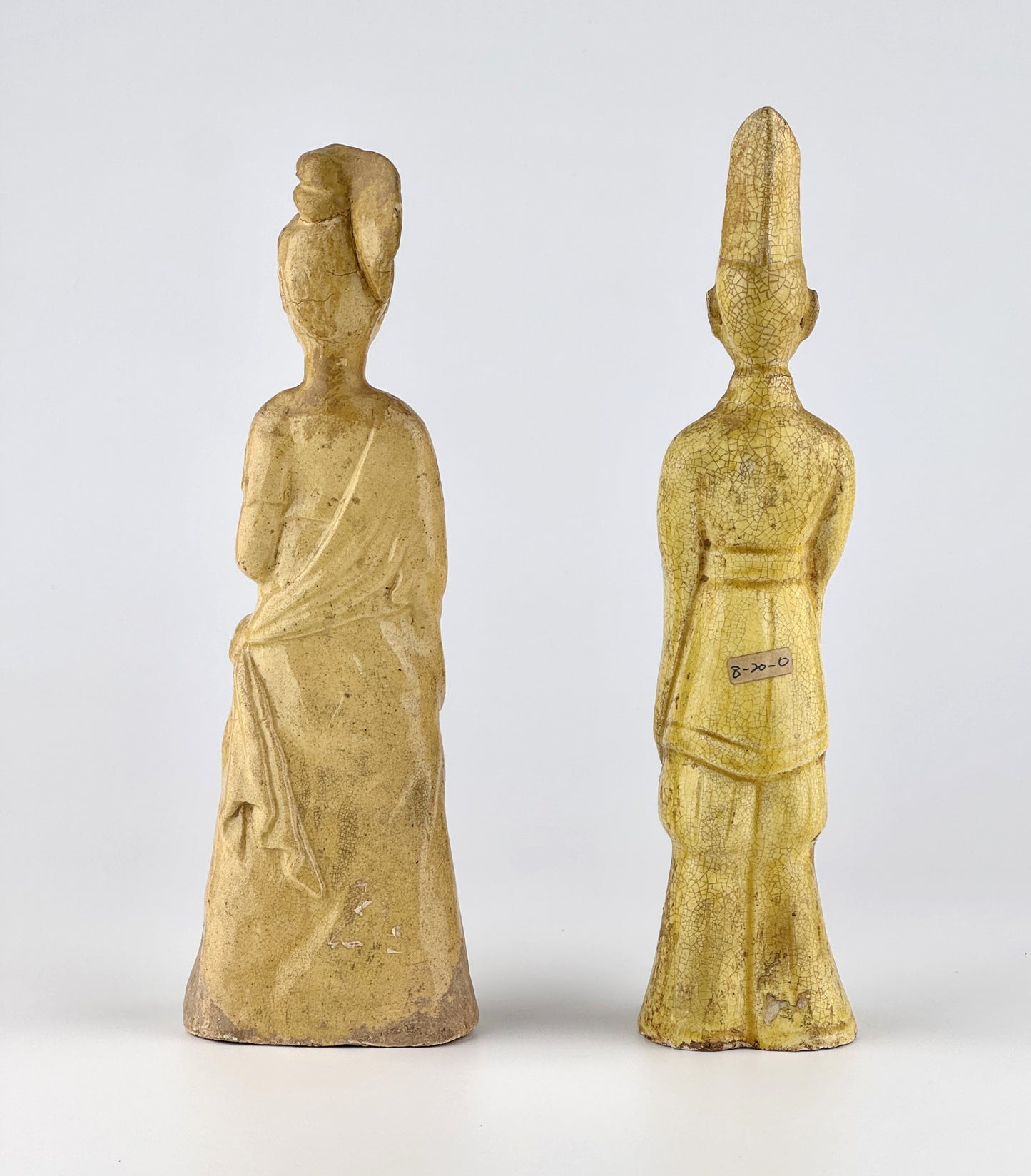 Two Straw-Glazed Pottery Figures of Court, Sui-Tang dynasty