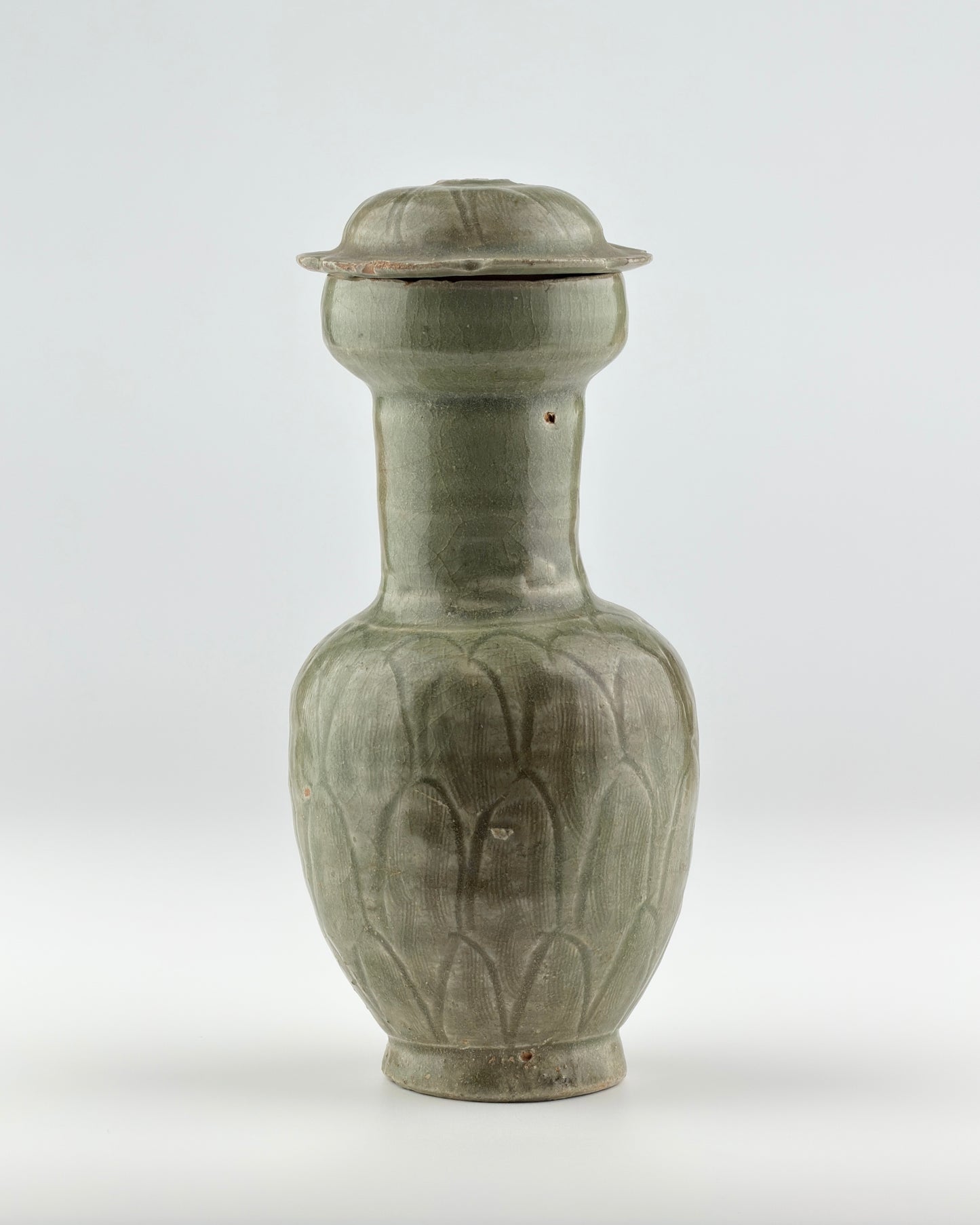 LONGQUAN CELADON 'LOTUS PETAL' JAR AND COVER, SUI-SONG DYNASTY