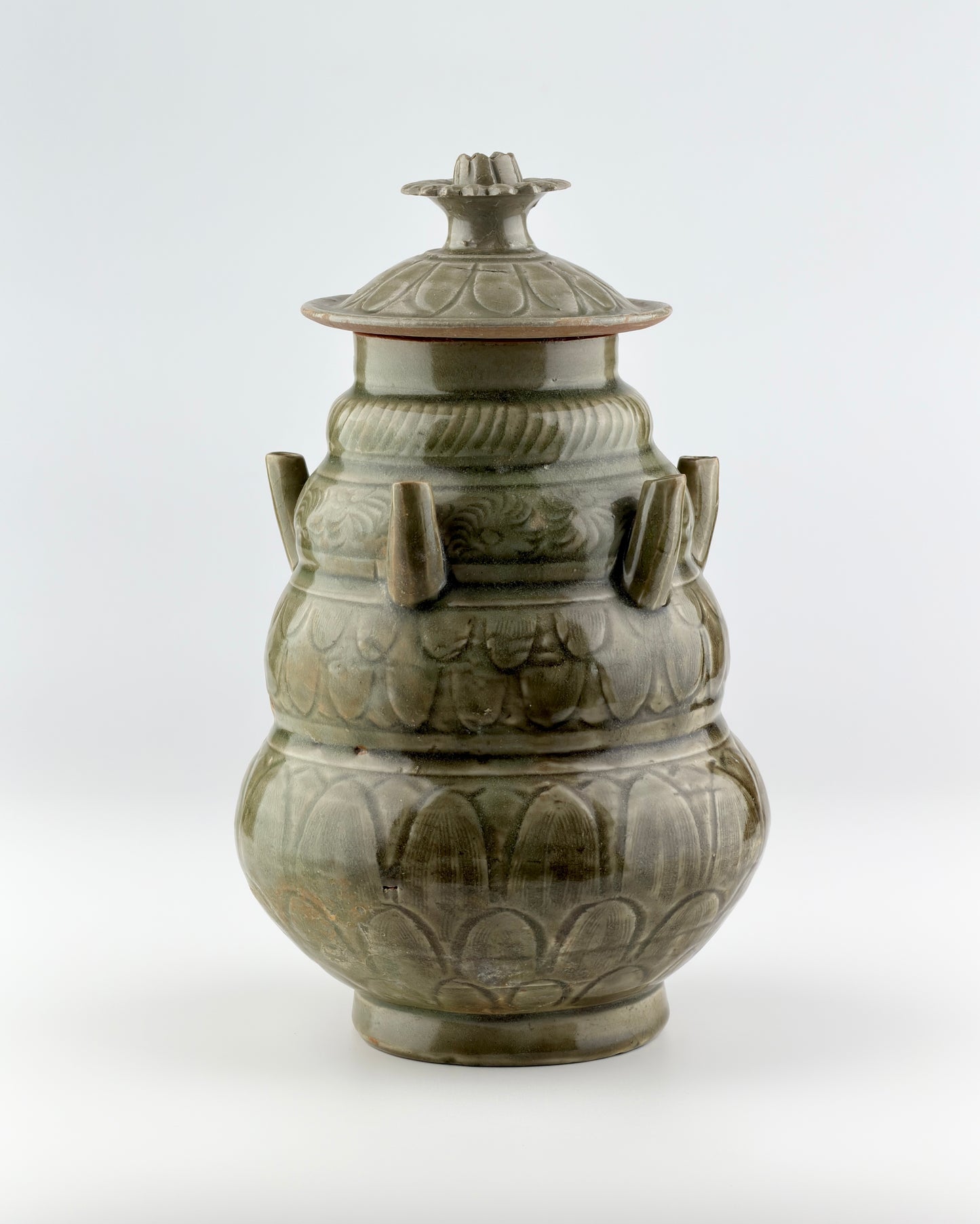 A Longquan Celadon Five-spouted Jar, Sui-Song Dynasty