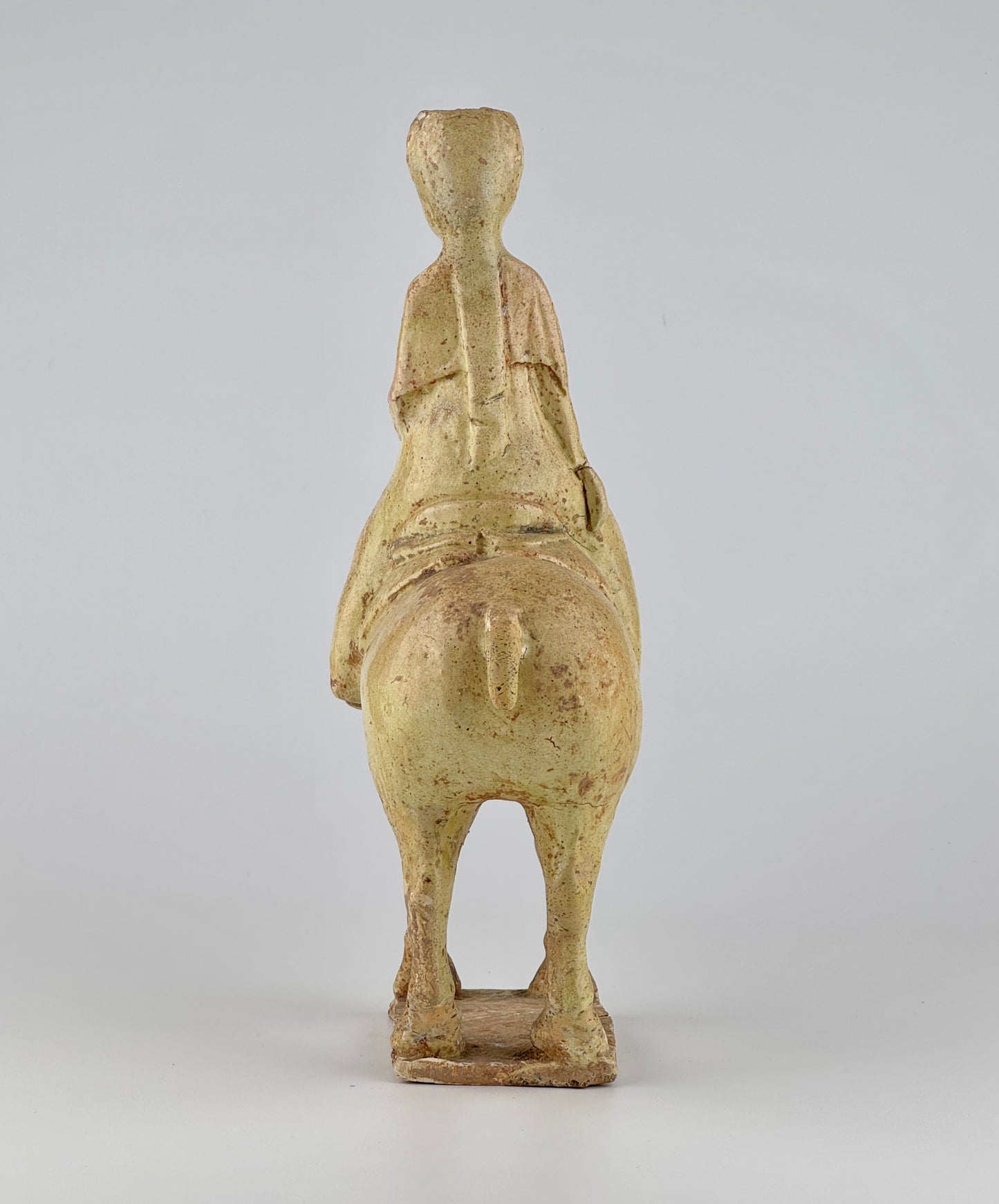 Straw-Glazed Pottery Figure of a man on Horseback, Sui to Tang Dynasty