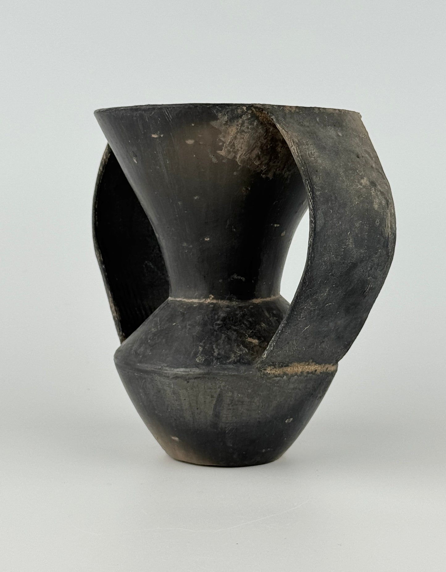 Double-handled Black Pottery Vessel
