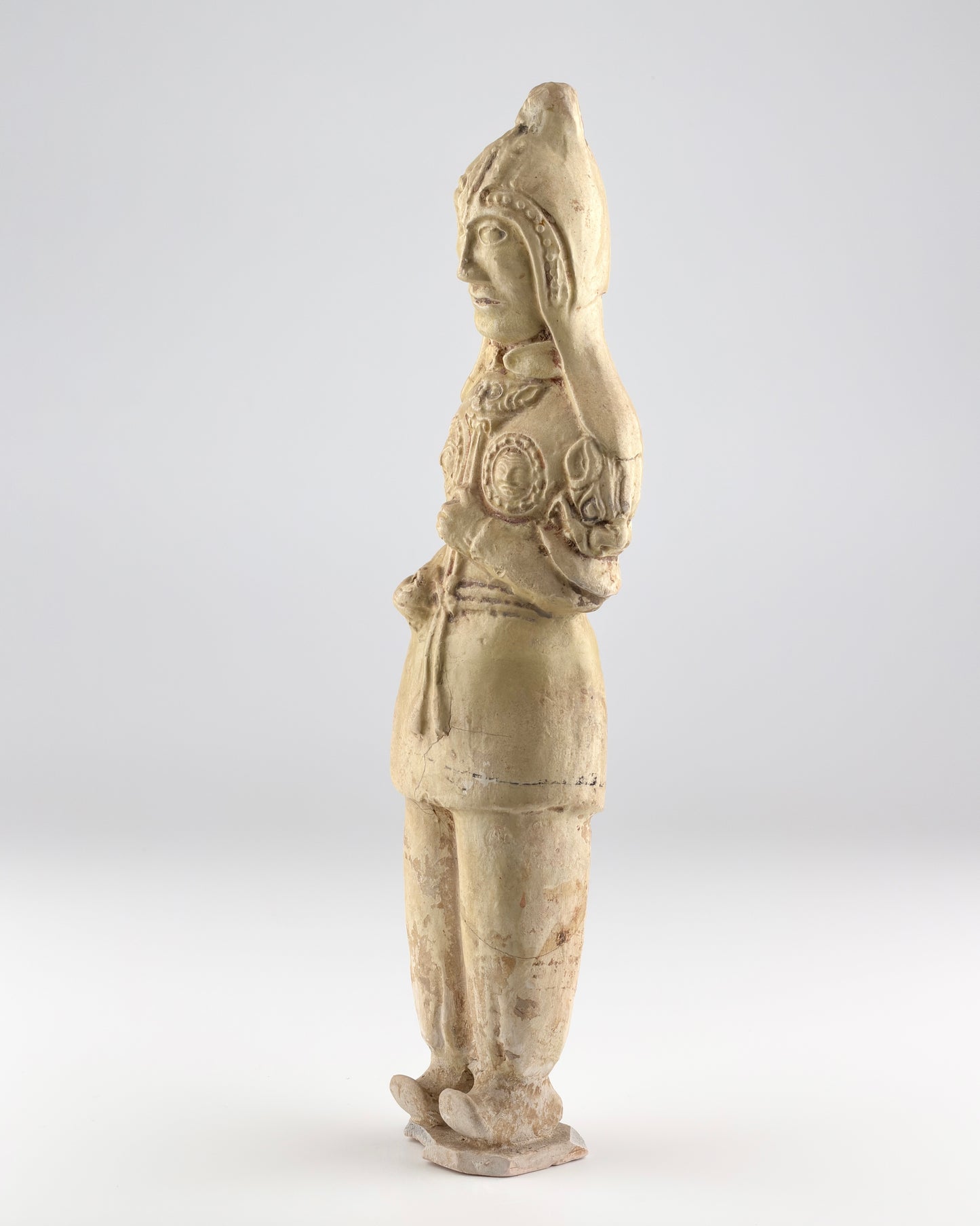 Large Straw Glazed Pottery Figure of a Solider, Sui to Tang Dynasty