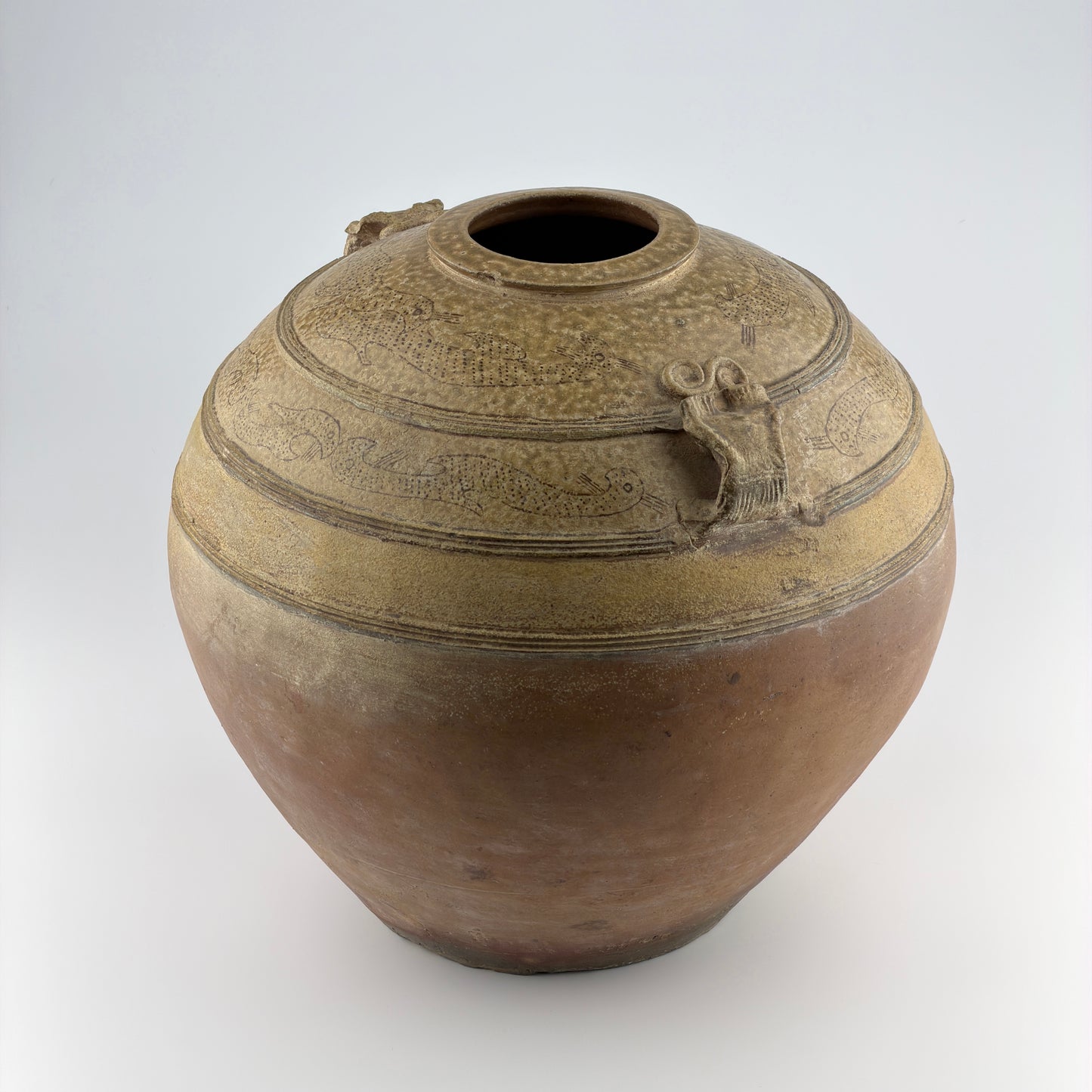 Large Yue Globular Stoneware Jar, Han Dynasty-Three Kingdoms