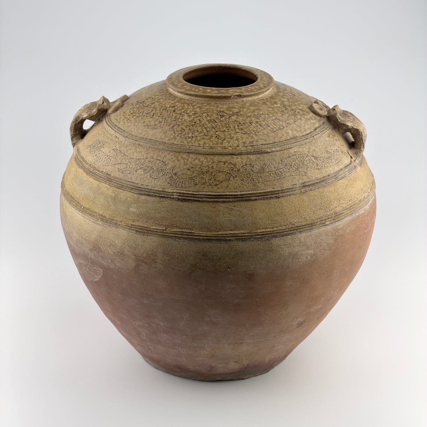 Large Yue Globular Stoneware Jar, Han Dynasty-Three Kingdoms