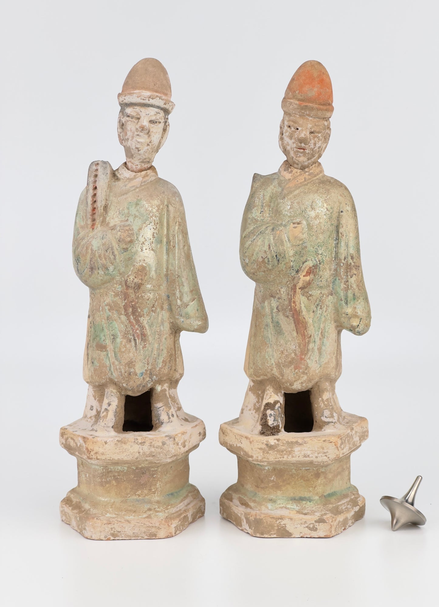 Standing Green Glazed Pottery Attendant Figure