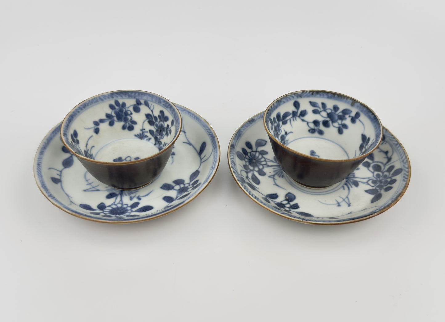 BLUE AND WHITE FLOWER PATTERN TEA SET C 1725, QING DYNASTY, YONGZHENG REIGN