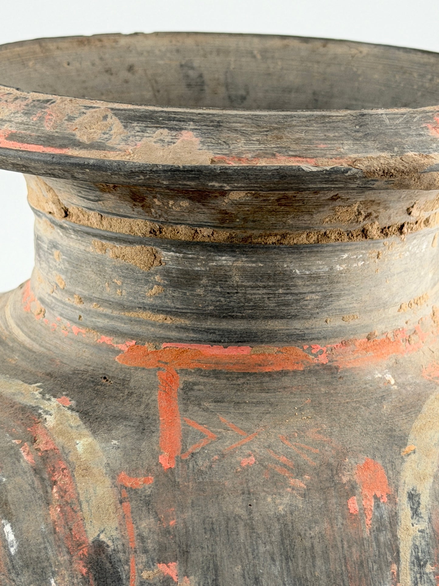 COCOON-SHAPED JAR WITH CLOUD-SCROLL DESIGN, HAN DYNASTY