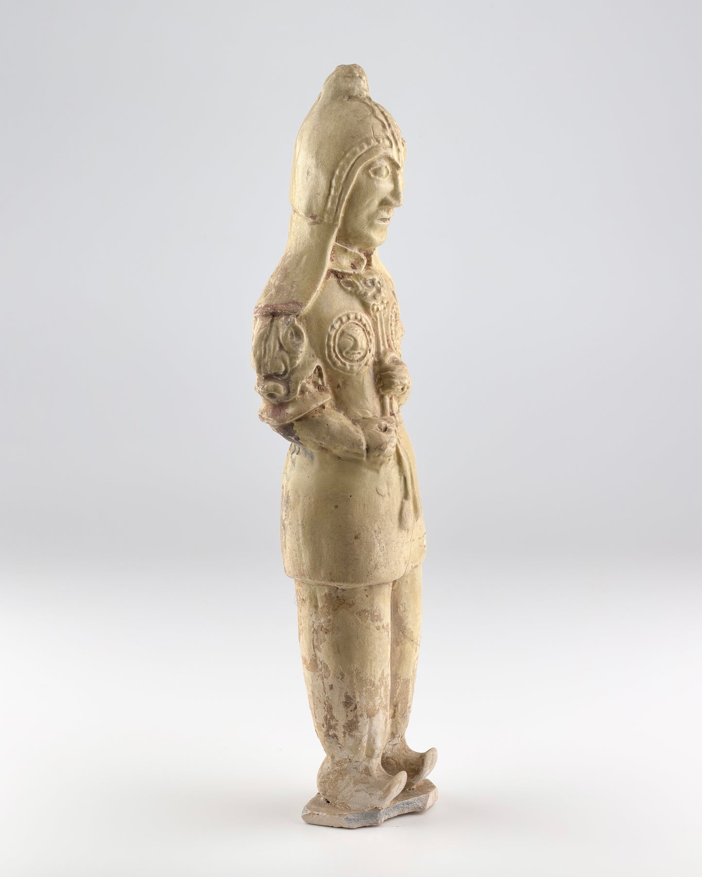 Large Straw Glazed Pottery Figure of a Solider, Sui to Tang Dynasty