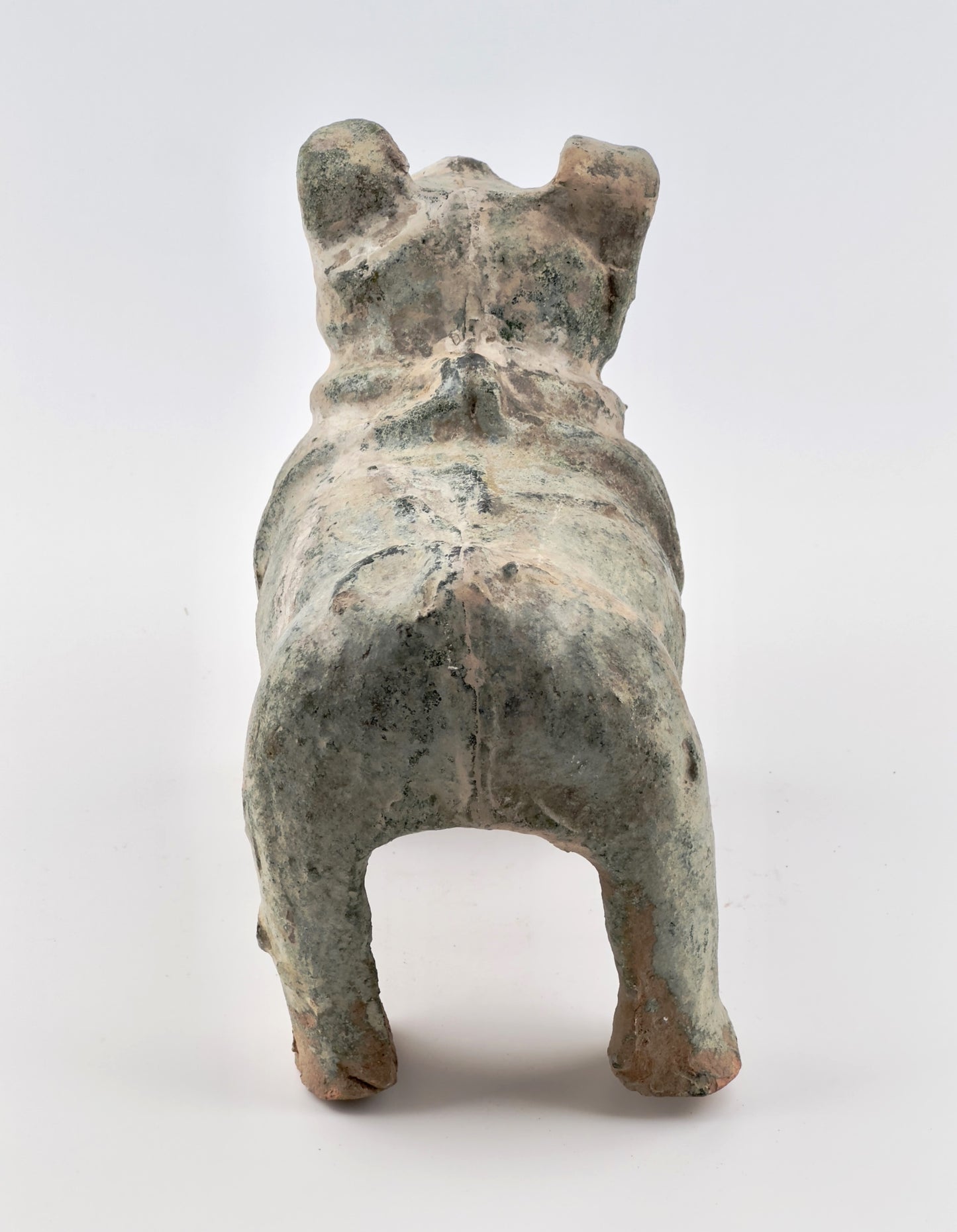 Green Glazed Red Pottery Figure of Dog, Han dynasty (206 BC-220 AD)