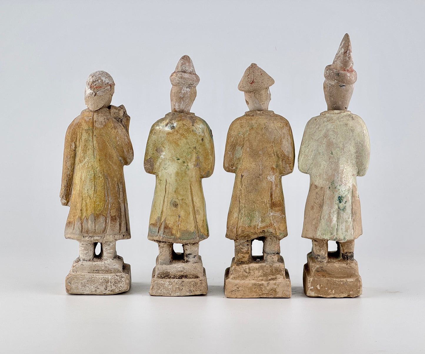 Standing Green Glazed Pottery Attendant Figures, Ming Period