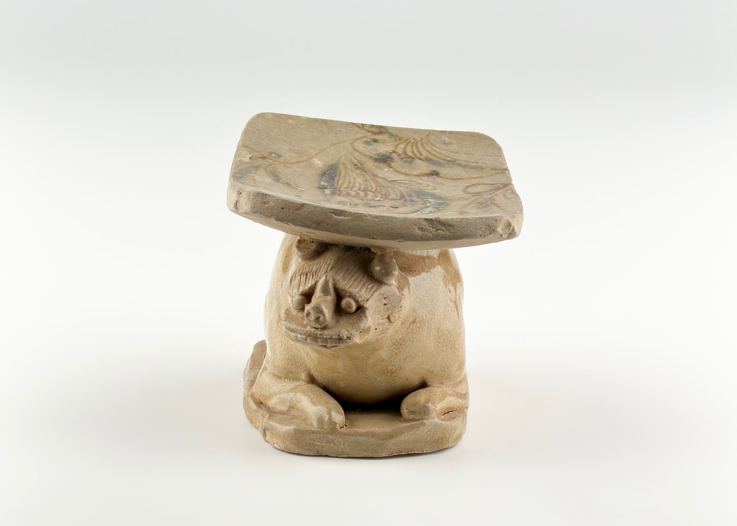 CHANGSHA WARE, RARE LION FIGURINE PILLOW, TANG DYNASTY