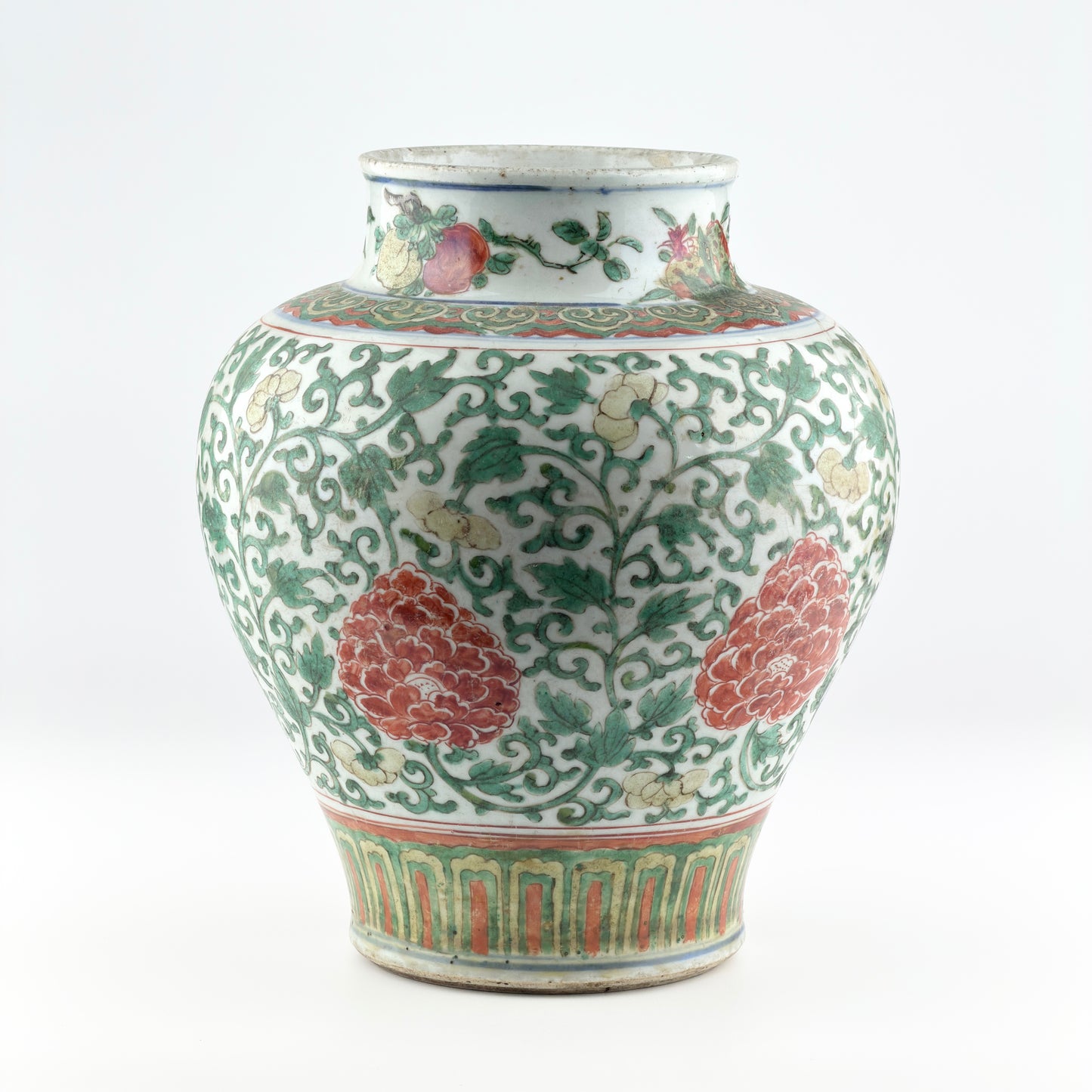A Wucai 'Peony' Vase Transitional Period, 17th century, Transitional period(Ming Dynasty)