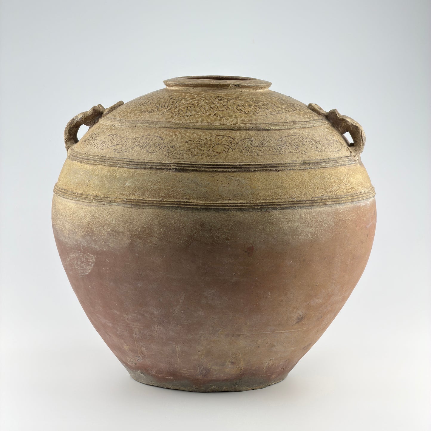 Large Yue Globular Stoneware Jar, Han Dynasty-Three Kingdoms