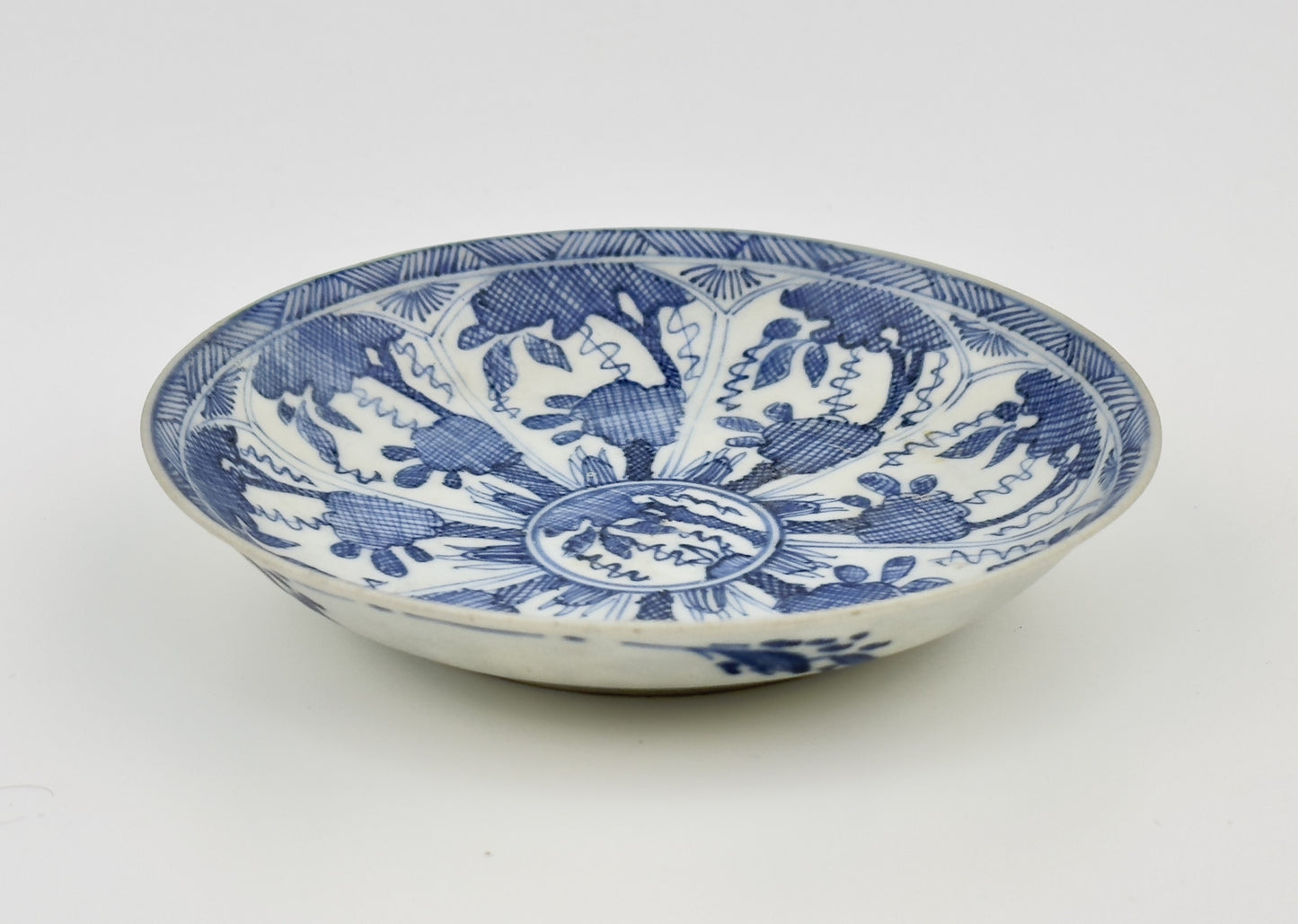 Blue and White Mid-Size Saucer, Qing Dynasty, Kangxi Era, Circa 1690