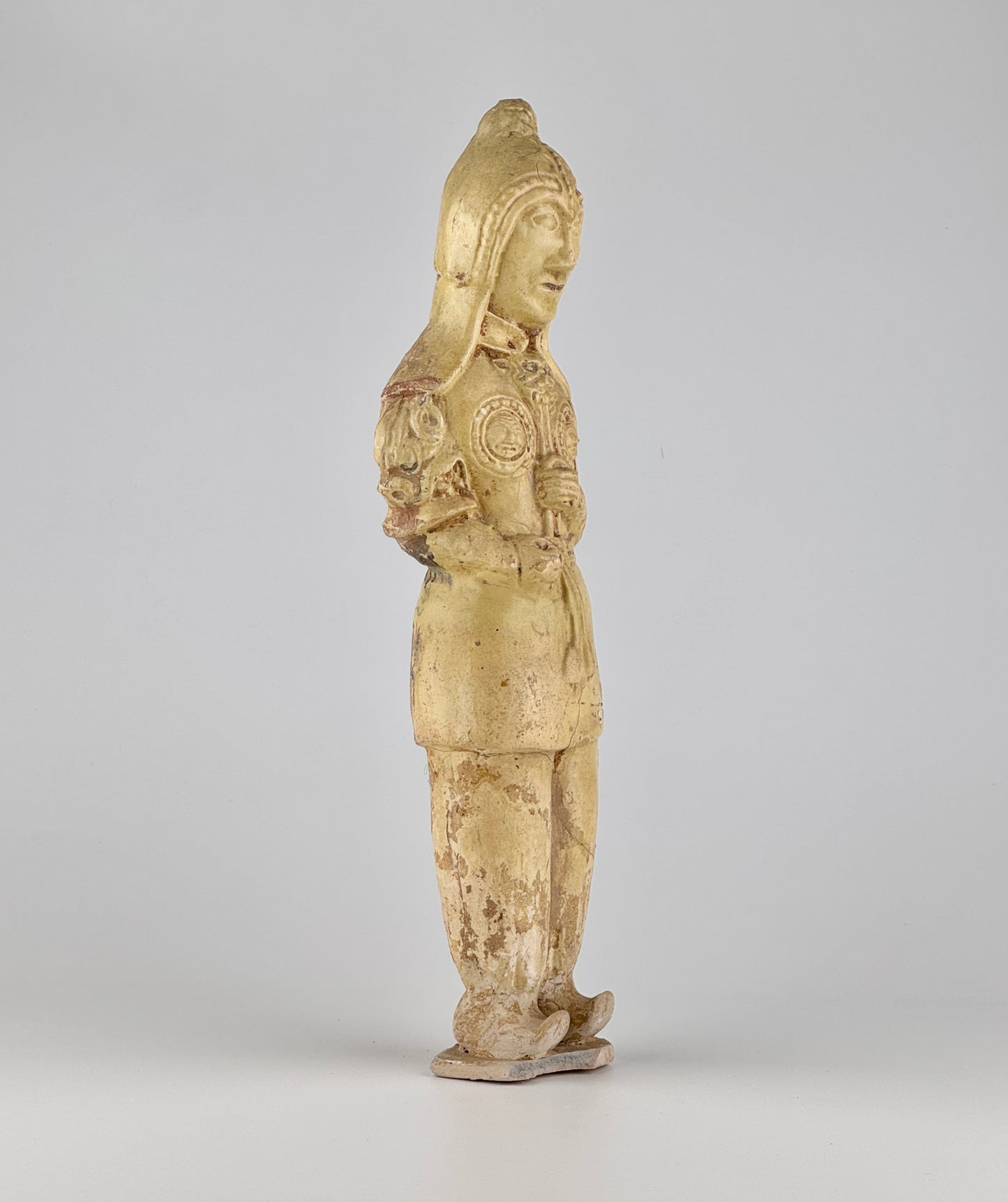 Large Straw Glazed Pottery Figure of a Solider, Sui to Tang Dynasty