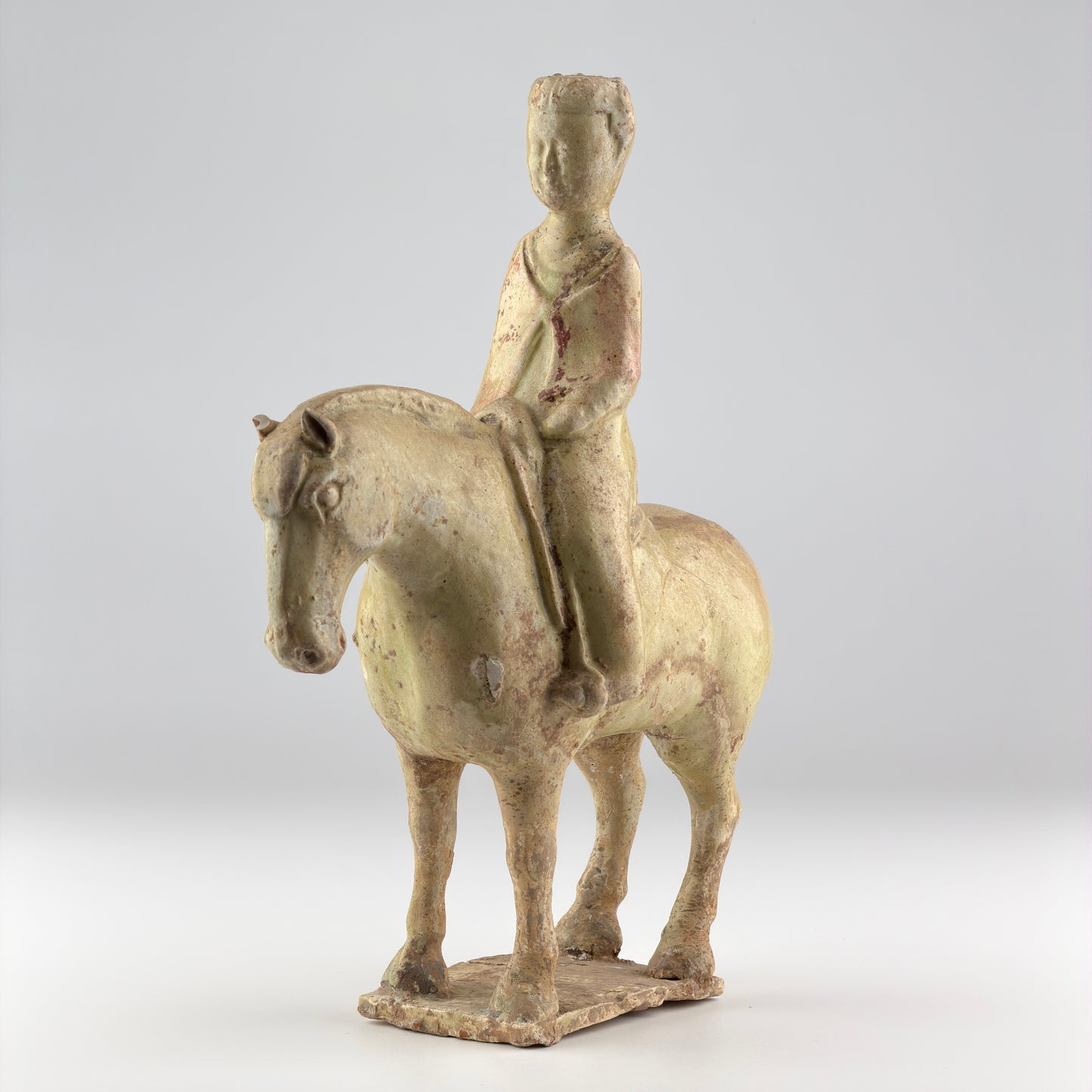 Straw-Glazed Pottery Figure of a man on Horseback, Sui to Tang Dynasty