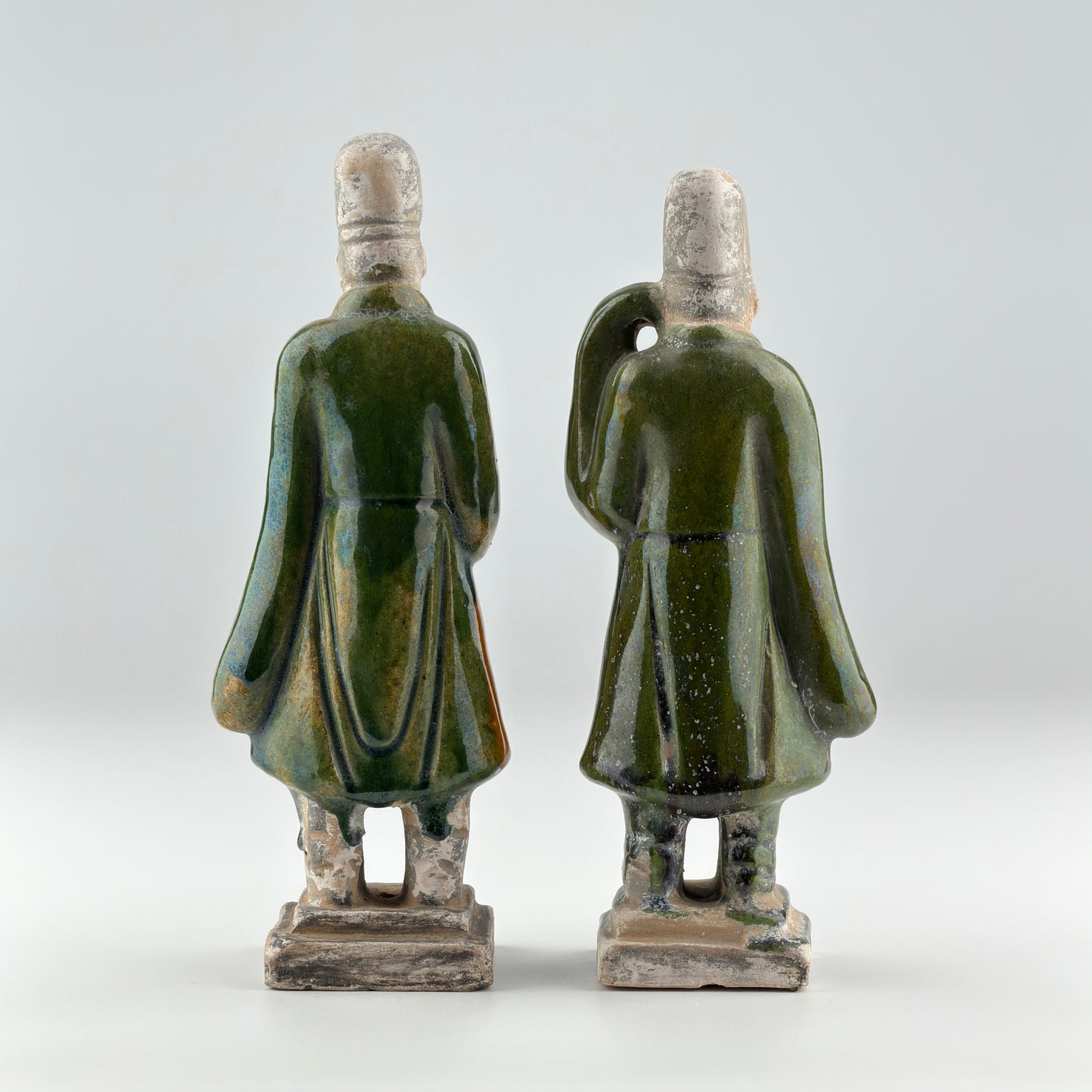 Two Green Glazed Court Figures, Ming Period