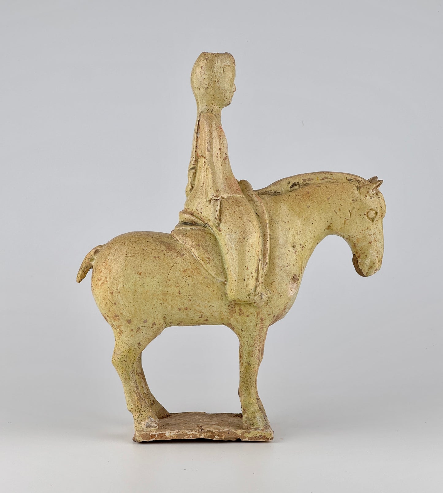 Straw-Glazed Pottery Figure of a man on Horseback, Sui to Tang Dynasty