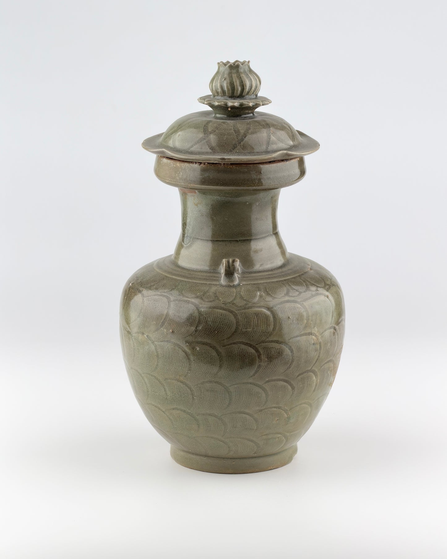Celadon jar with carved lotus petal design, Song Dynasty