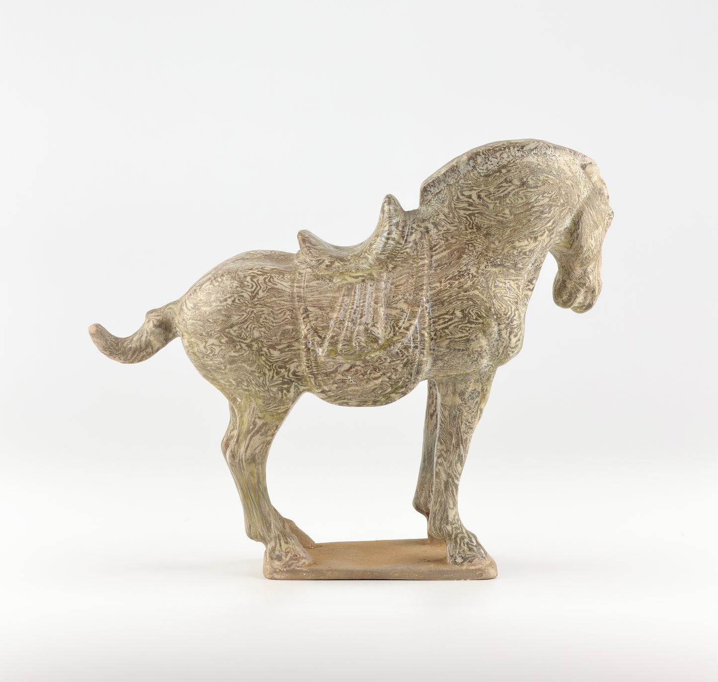 Rare Yellow-glazled Marbled Pottery Horse
