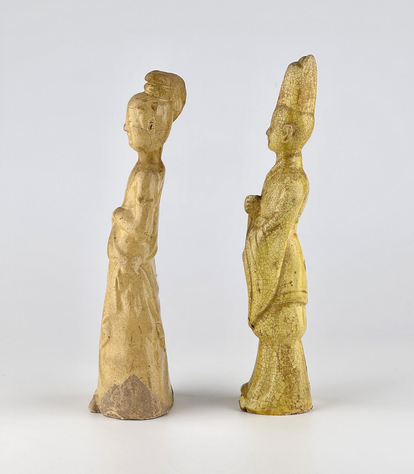 Two Straw-Glazed Pottery Figures of Court, Sui-Tang dynasty