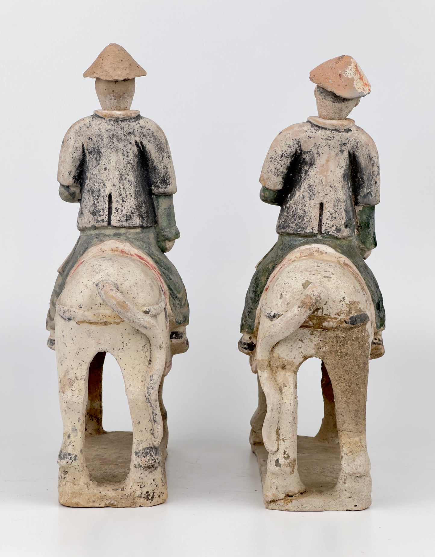 Two Black and Green Glazed Horses and Riders, Ming period(15-16th Century)