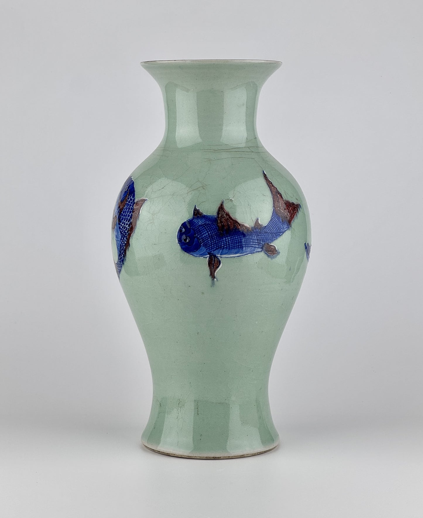 Underglaze Blue and Copper Red Yuhuchunping, Late Qing Period