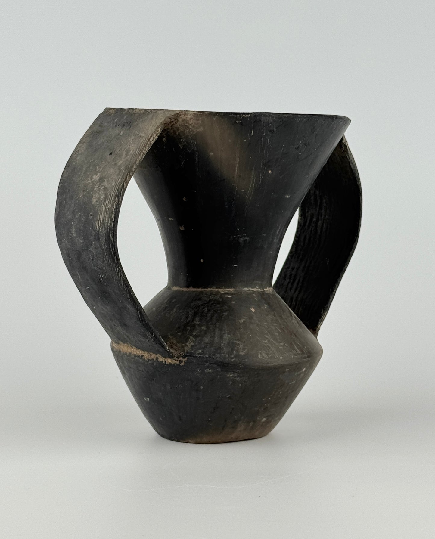 Double-handled Black Pottery Vessel