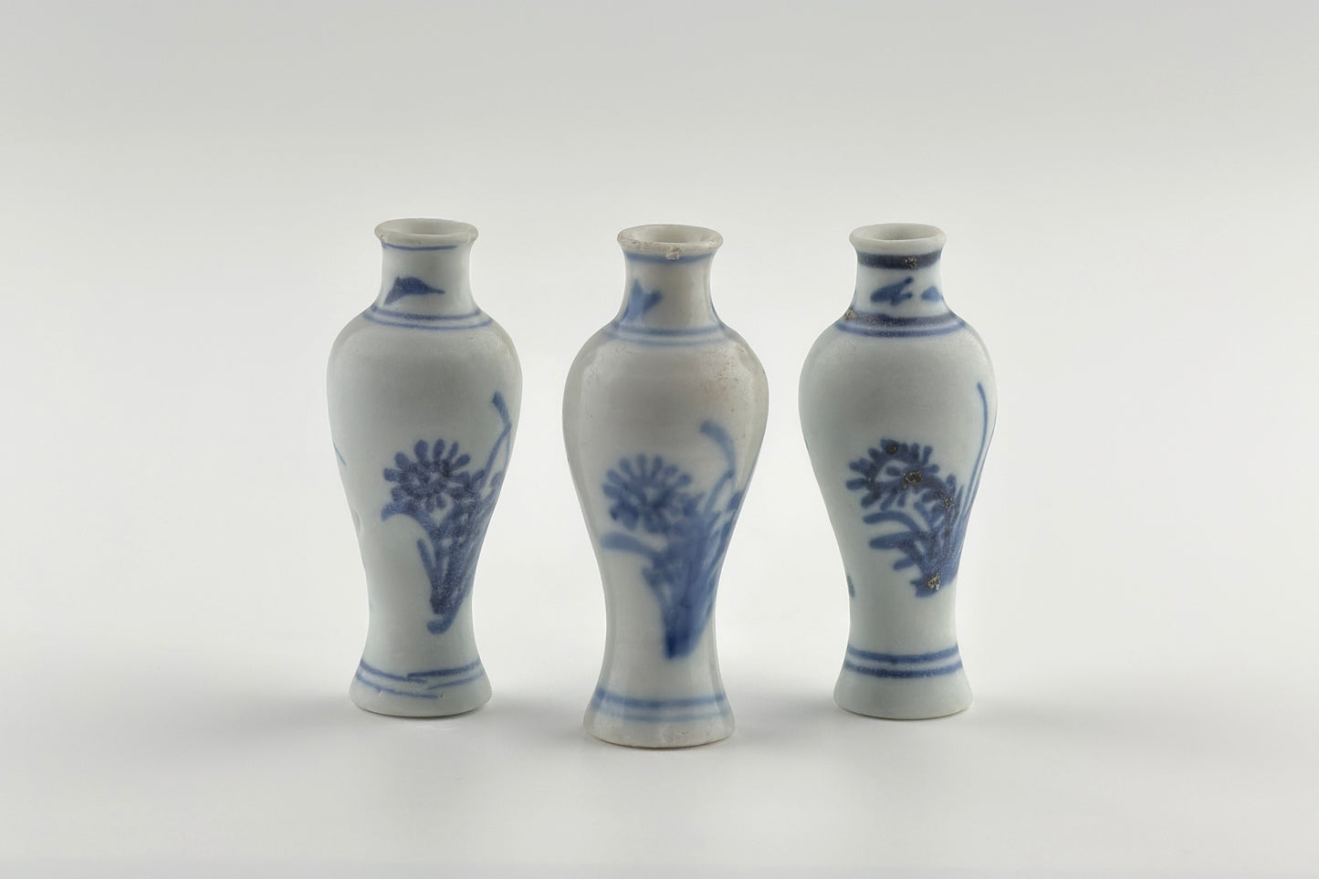Three Blue and White Miniature Vases, C 1725, Qing Dynasty, Yongzheng Era