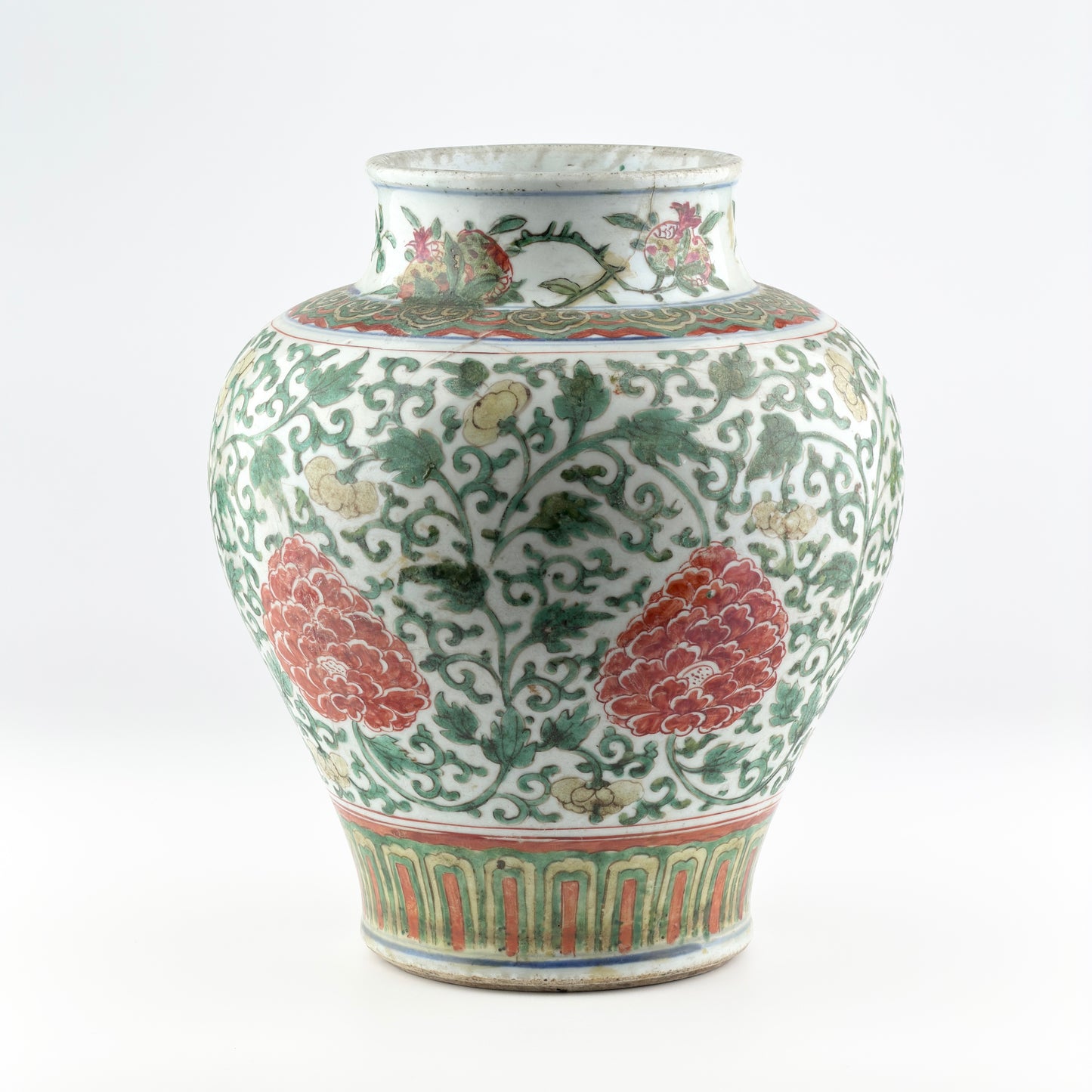 A Wucai 'Peony' Vase Transitional Period, 17th century, Transitional period(Ming Dynasty)