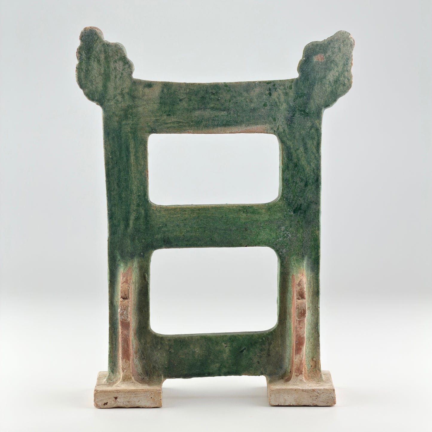 Green Glazed Standing Gate on Plinth with Finials, Ming Dynasty