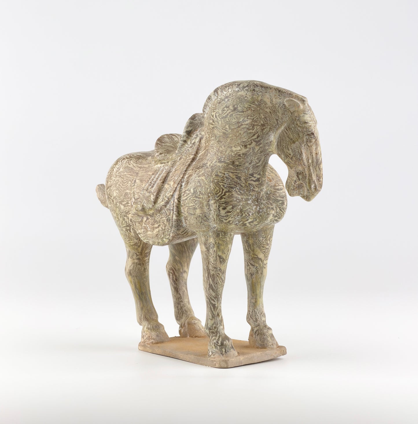Rare Yellow-glazled Marbled Pottery Horse