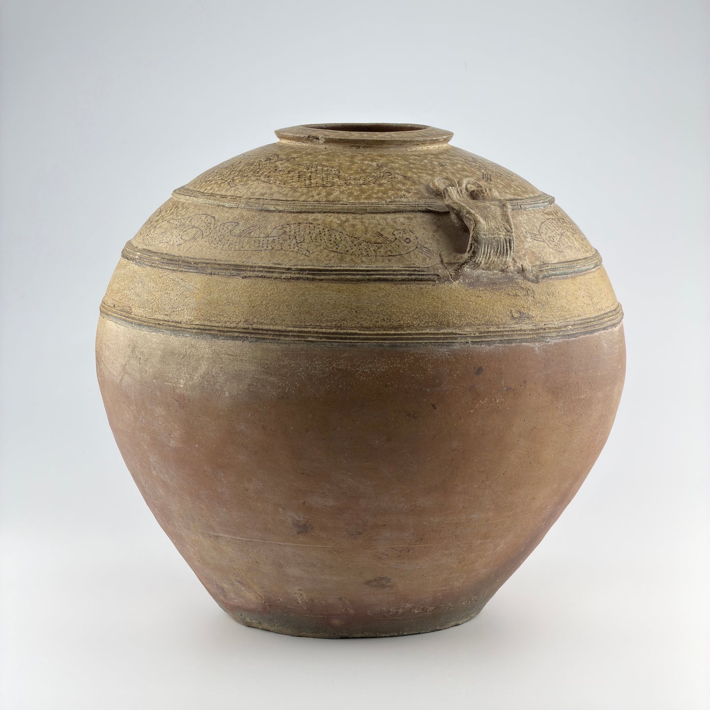 Large Yue Globular Stoneware Jar, Han Dynasty-Three Kingdoms
