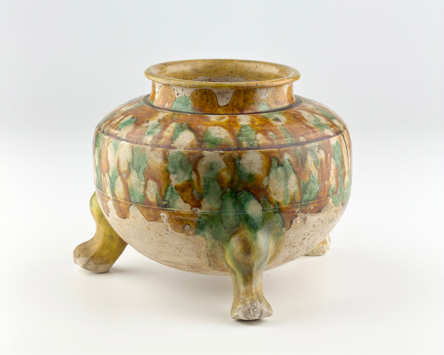 Sancai-Glazed Pottery Tripod Jar, Tang Dynasty