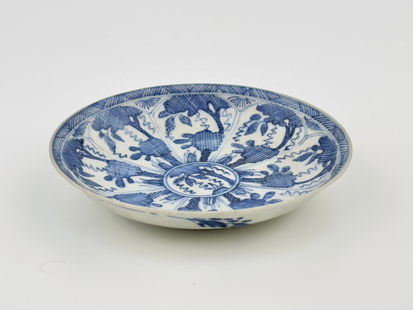 Blue and White Mid-Size Saucer, Qing Dynasty, Kangxi Era, Circa 1690