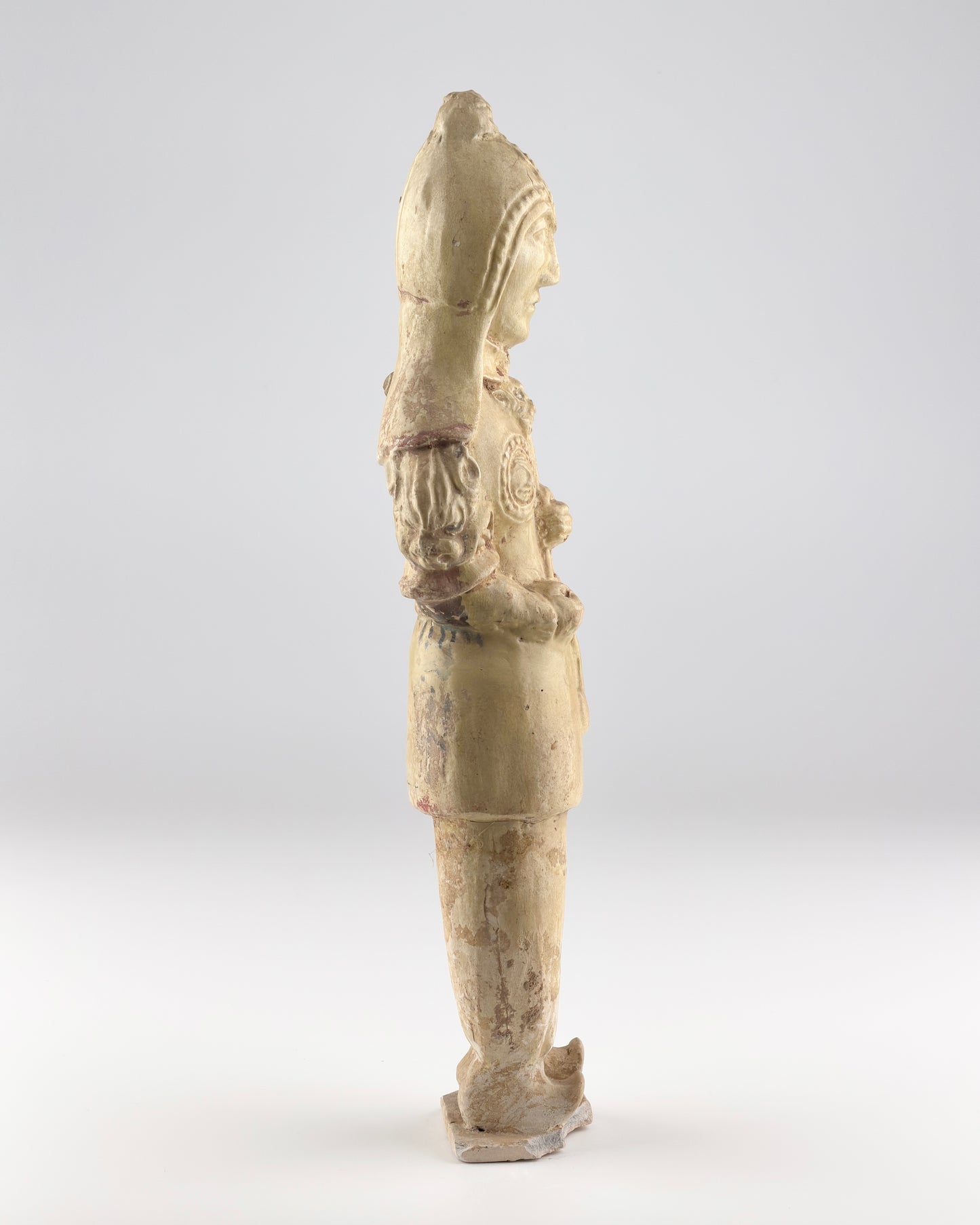 Large Straw Glazed Pottery Figure of a Solider, Sui to Tang Dynasty