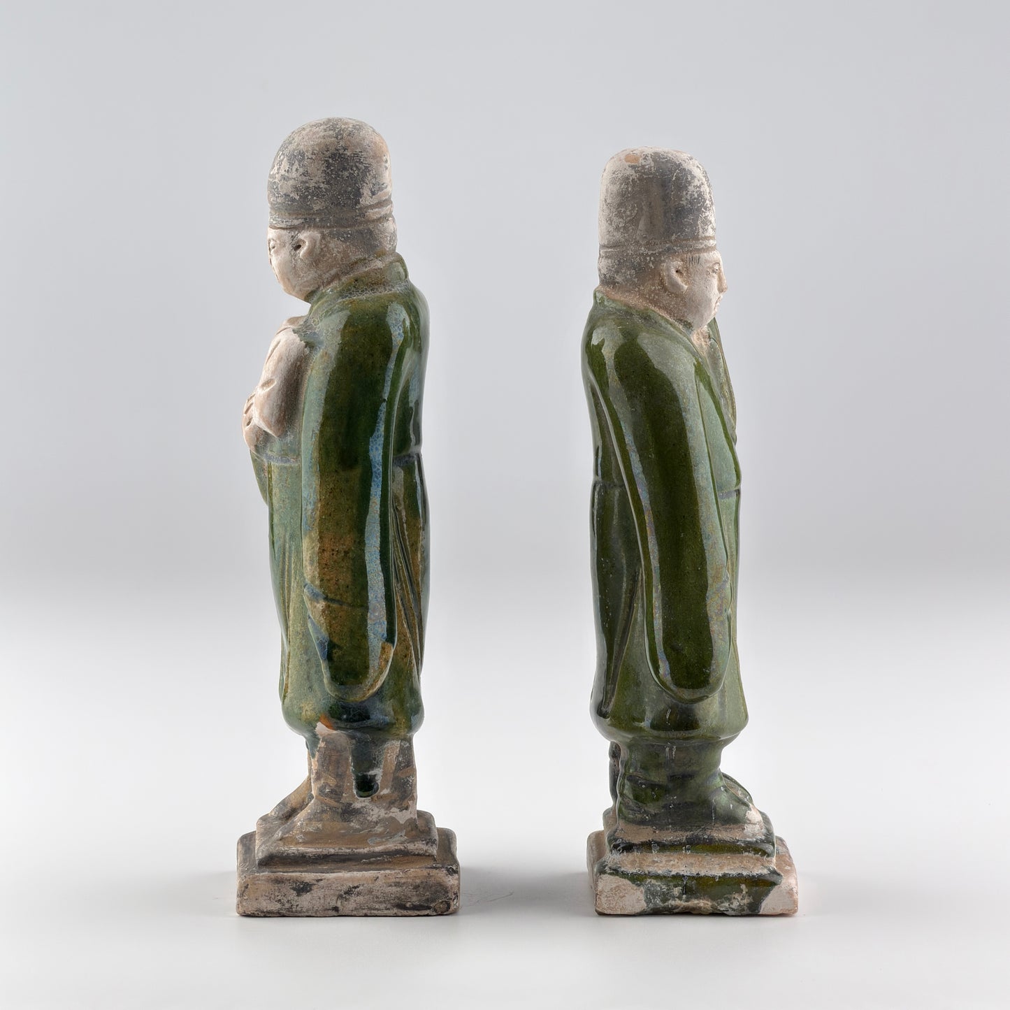 Two Green Glazed Court Figures, Ming Period