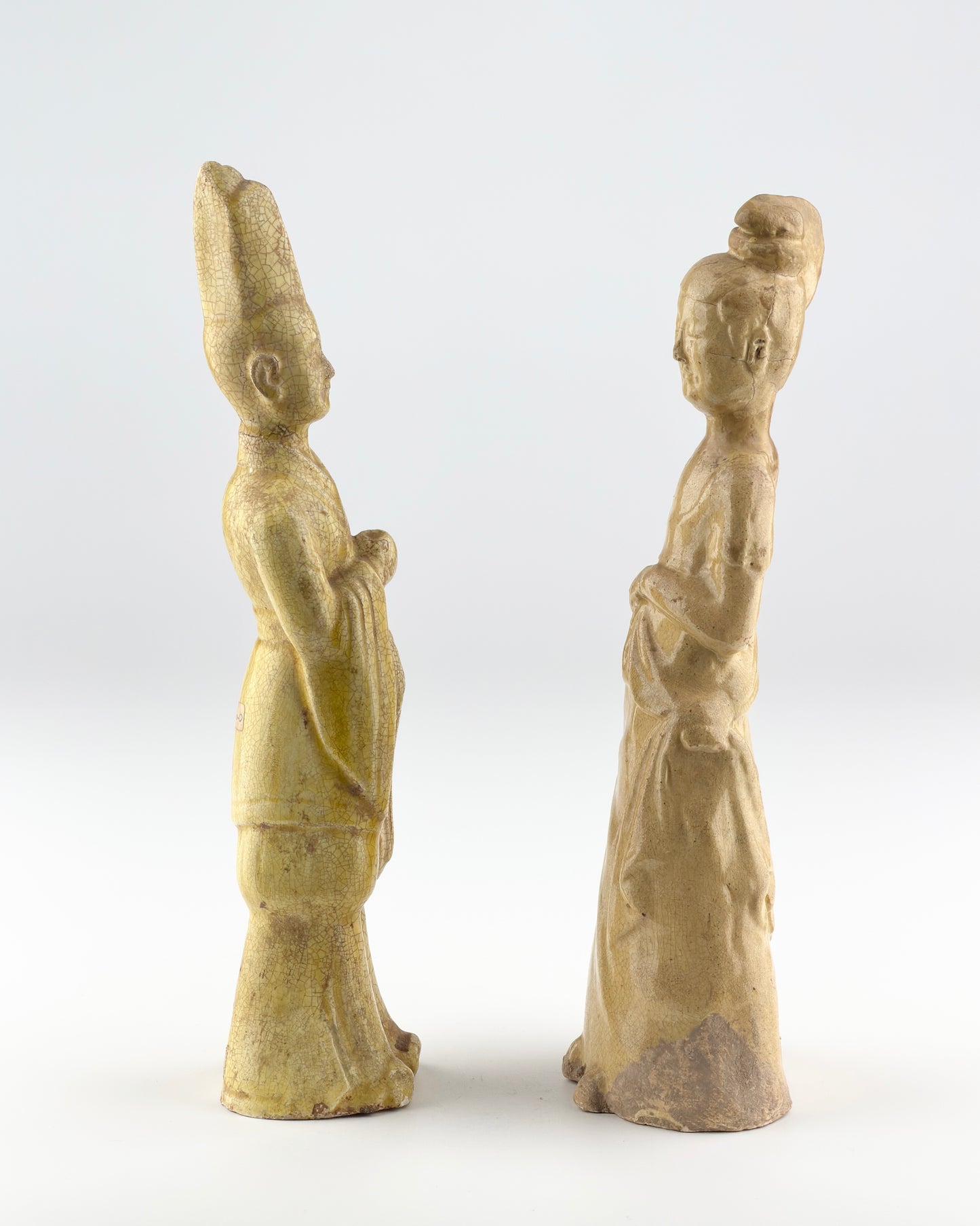 Two Straw-Glazed Pottery Figures of Court, Sui-Tang dynasty