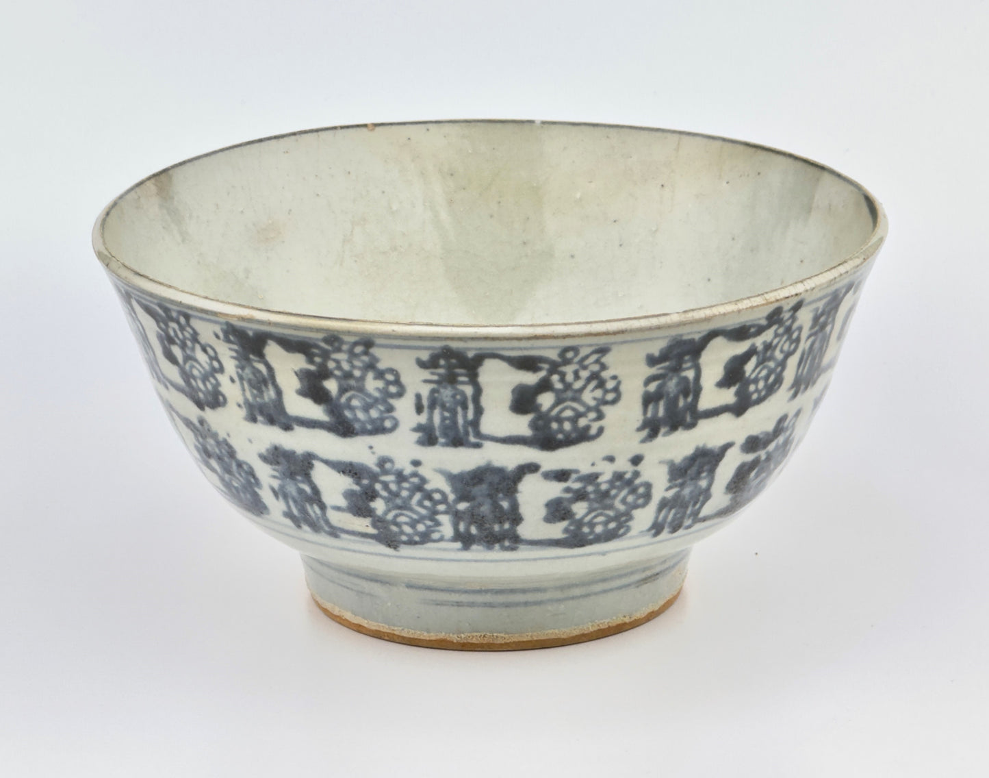 Large Block Print Blue and White Bowl c 1822, Tek Sing Cargo