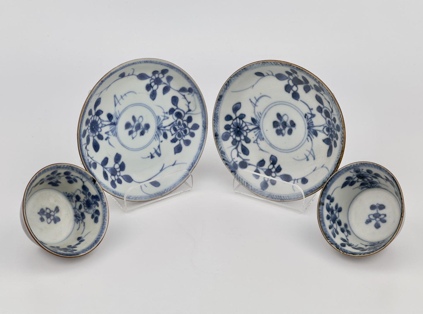 BLUE AND WHITE FLOWER PATTERN TEA SET C 1725, QING DYNASTY, YONGZHENG REIGN