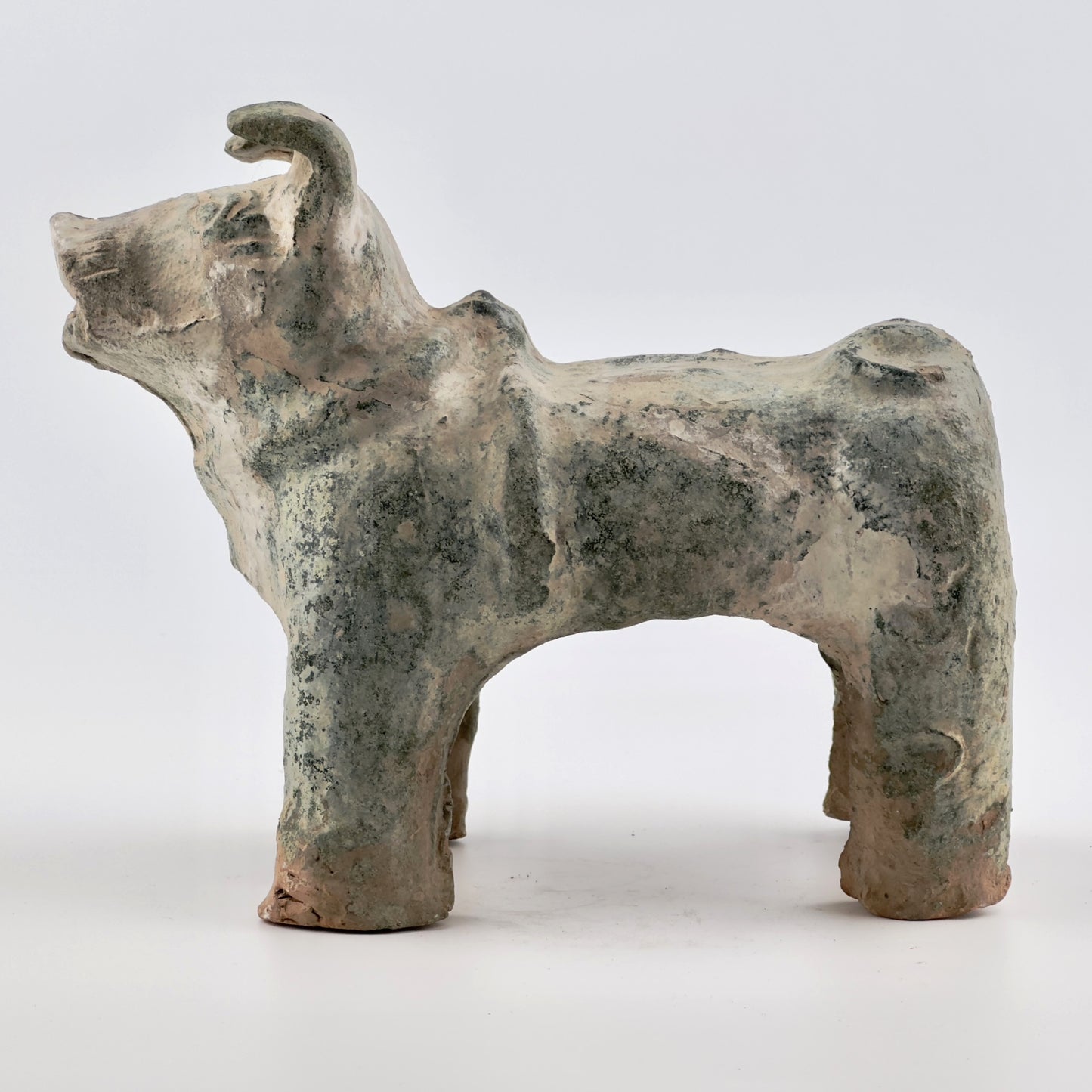 Green Glazed Red Pottery Figure of Dog, Han dynasty (206 BC-220 AD)