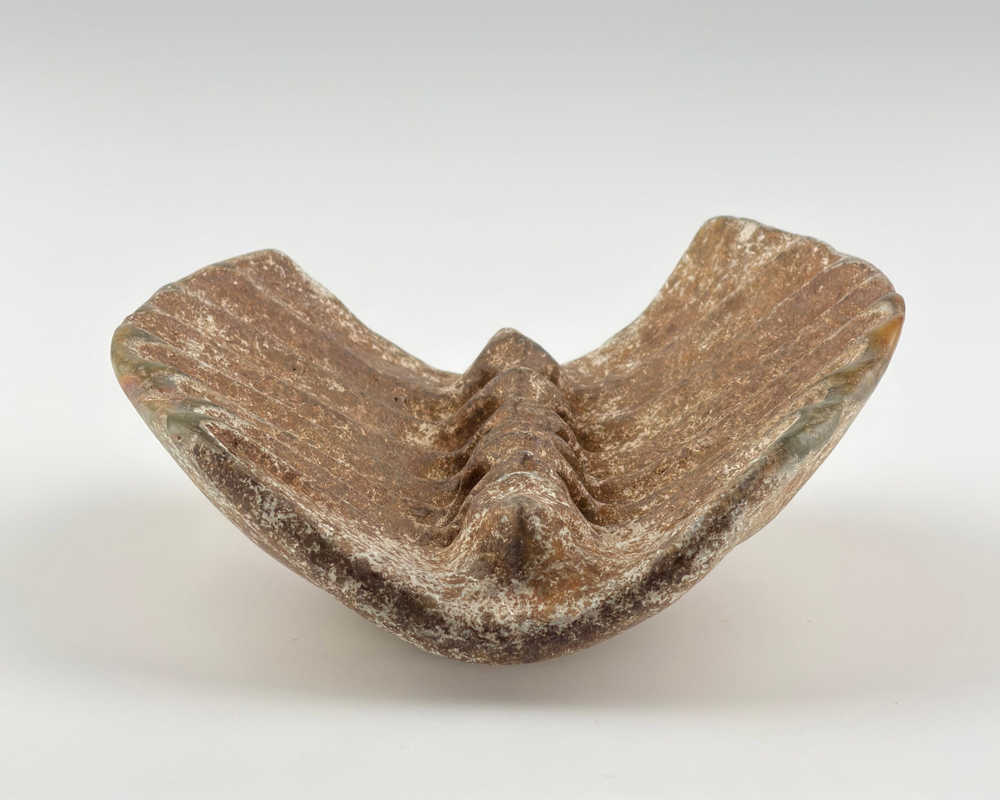 Rare Calcified Jade Carving of 'Tortoise Shell' presumably Neolithic Period, Hongshan Culture