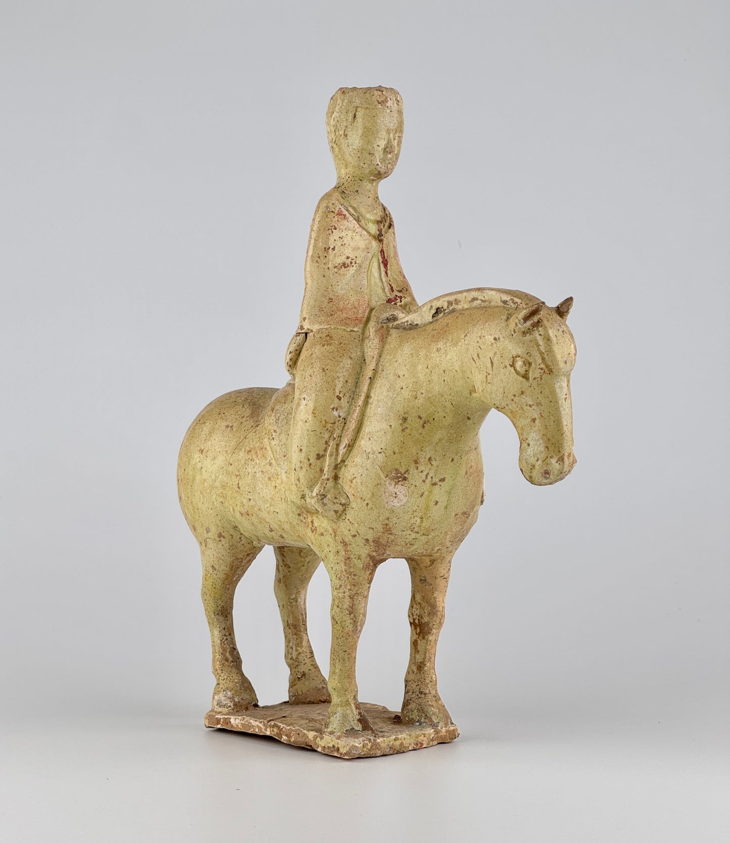 Straw-Glazed Pottery Figure of a man on Horseback, Sui to Tang Dynasty