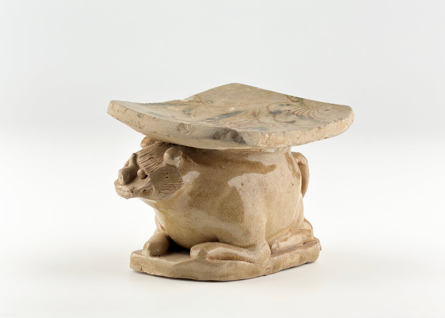 CHANGSHA WARE, RARE LION FIGURINE PILLOW, TANG DYNASTY