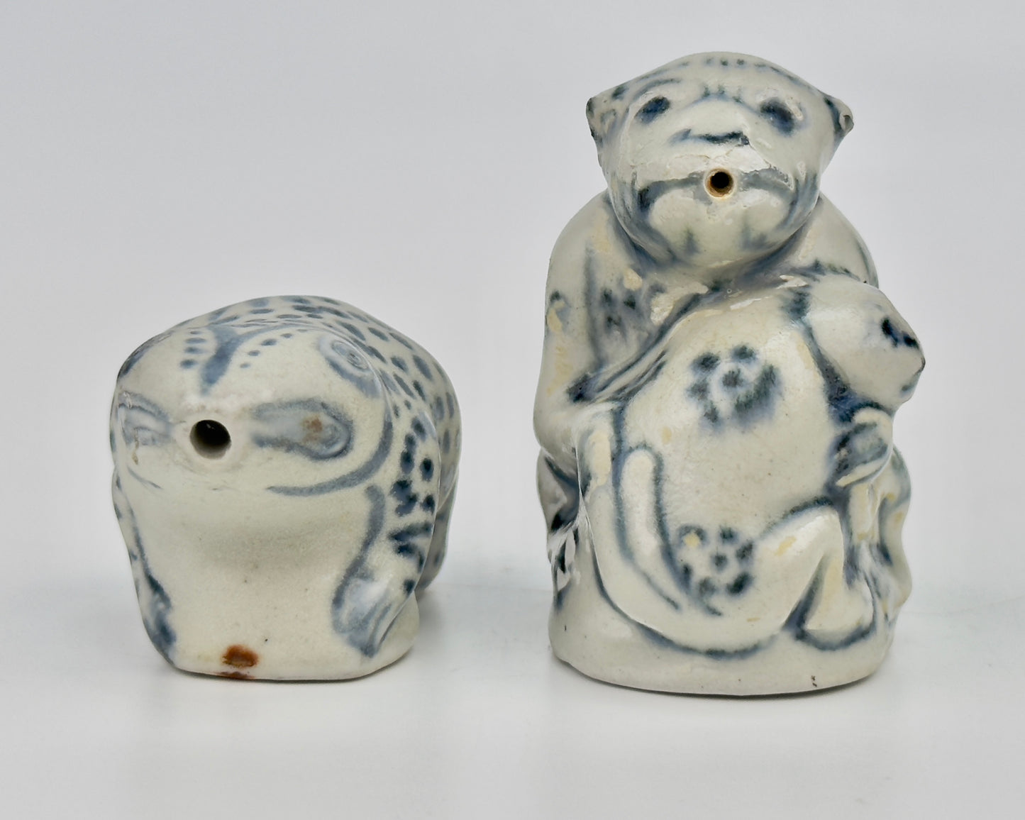 Three Annamese Frog, parrot, monkey shape Waterdroppers, 15th century, Le Dynasty