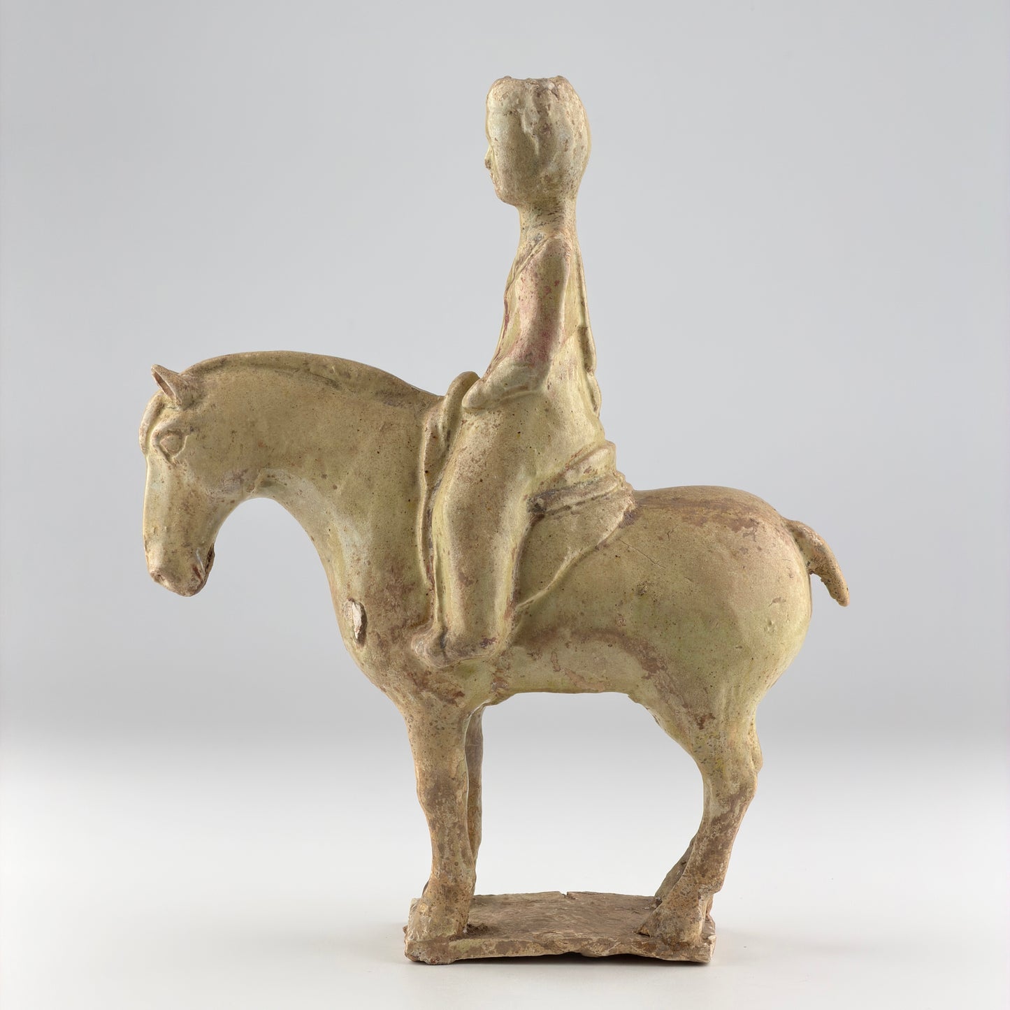 Straw-Glazed Pottery Figure of a man on Horseback, Sui to Tang Dynasty