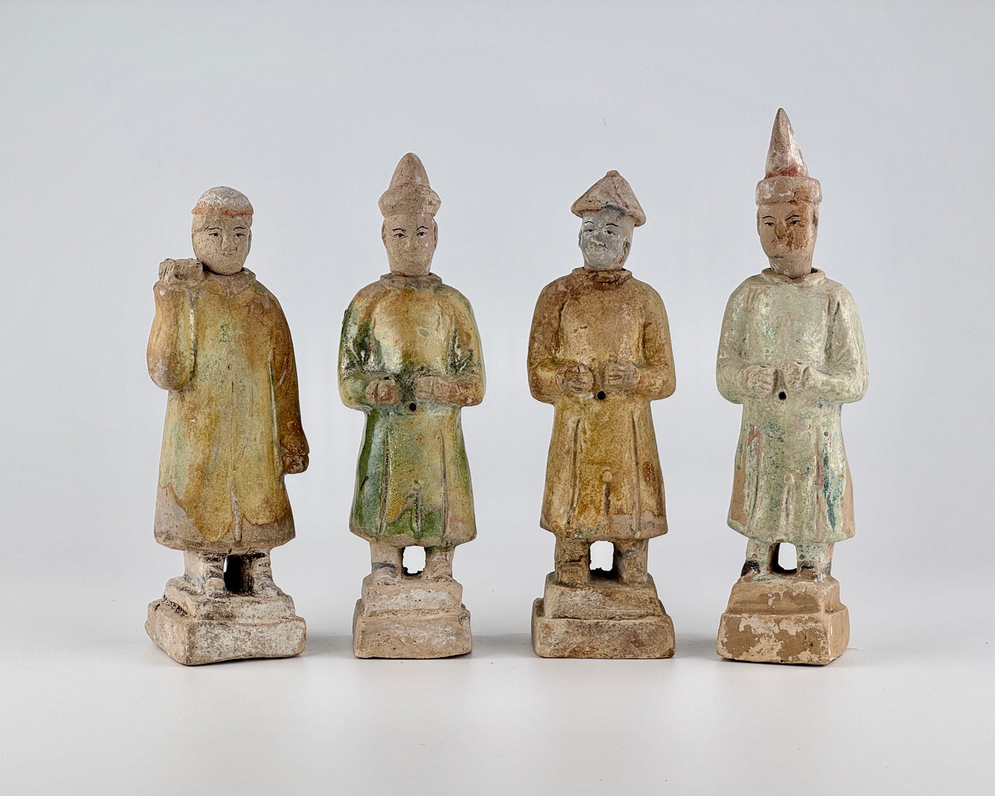 Standing Green Glazed Pottery Attendant Figures, Ming Period