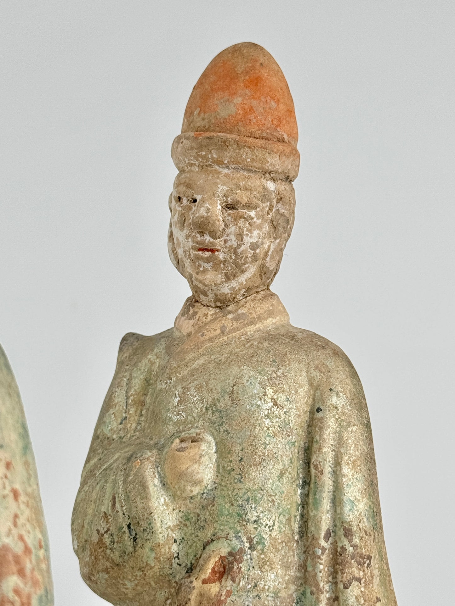 Five Green Glazed Pottery Attendant Figures, Ming Period