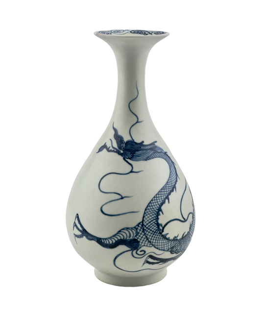 Rare Blue And White Yuan-style ‘Dragon’ Bottle Vase, Yuhuchunping, Qing dynasty